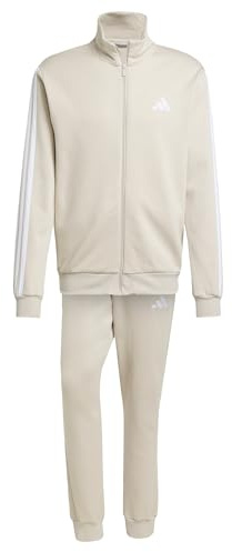 adidas Men's SPORTSWEAR BASIC 3 STRIPES FLEECE TRACKSUIT, Wonder Alumina, M
