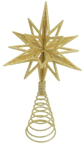 KOMBIUDA weihnachtsbaumspitze Stern glitzernde Weihnachtsstern-Baumspitze Stern Baumspitzen Weihnachtsschmuck weihnachtsdeko büro Dekoration Christbaumschmuck Weihnachtsbaum Stern Eisen
