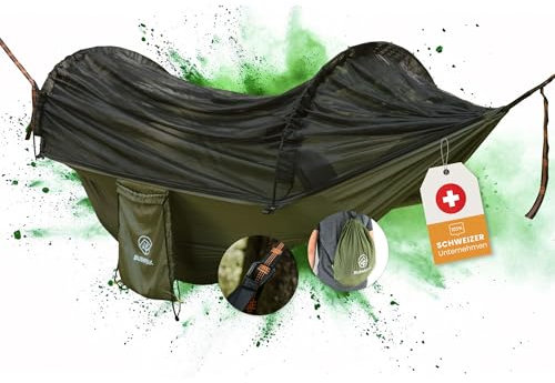 Bushpeak Hamac avec moustiquaire Shield Pro avec sac de transport, charge maximale : 150 kg