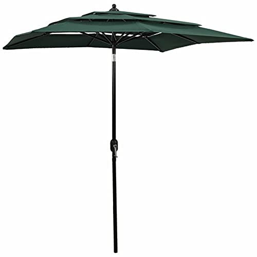 Xichuzi Sombrilla de 3 Niveles con Poste, Parasol Terraza, Sombrilla Terraza Exterior, Sombrilla Playa, Parasol Exterior, Sombrilla De Patio, de Aluminio Verde 2x2 m
