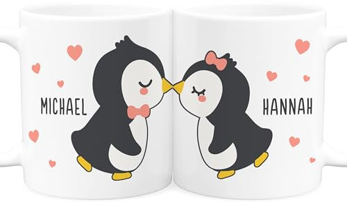 Partnertassen für Paare personalisiert Tassen 2er Set Partner Geschenk Pärchen Hochzeitsgeschenk Verlobungsgeschenk Kaffeetassen aus Keramik 330 ml