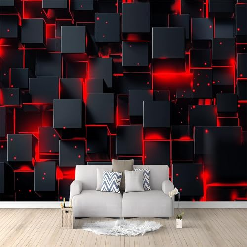 Papier Peint Mural Chambre Forme Géométrique Cube 300 x 210 cm Poster Geant Mural 3D Tableaux Muraux Tapisserie Photo, Salon Chambre d'enfants Mur de Fond Papier Peint Panoramique