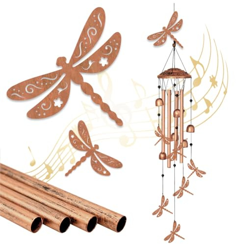 ORIGACH Libellen Windspiele Deko für Draußen Hängend, Metall Libellen Windspiel für Garten Wind Chimes für Draußen, Hof, Terrasse, Patio und Heimdekoration Geschenke