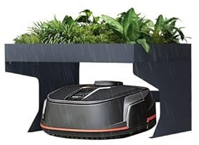 SCHARTEC Garage SRG-1 Robot tondeuse à gazon avec bac à plantes, toit en métal, toit XXL