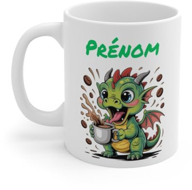 Teecustom Mug Hérisson Personnalisé – Tasse Café Mignonne et Énergique avec Prénom – Cadeau Original (Dragon)