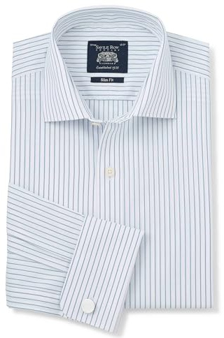 Men's Slim Fit 100% Cotton Poplin Double Cuff Formal Shirt | Luxury, Premium Quality, Long Sleeve, Dress Shirt, Formalwear