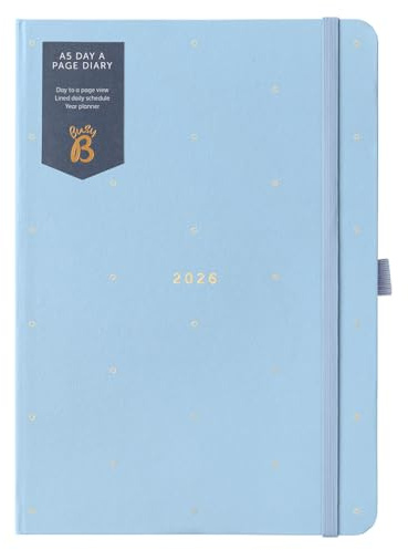 Busy B Terminplaner 2026 Dual Terminkalender A5 Tagesplaner mit zwei Terminplänen, Kunstleder Puderblau & Goldfolieneinband, Work-Life Balance Organizer für vielbeschäftigte Profis, Januar bis
