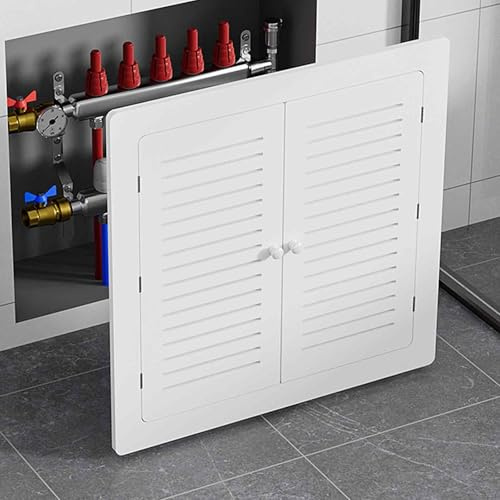 Heizungsabdeckung aus Holz, Heizkörperverkleidung mit Revisionsklappe, Abnehmbarem Wasserabsperrventil und Versteckter Tür, für Zuhause, Wohnzimmer(White,90x80cm/35x32in)