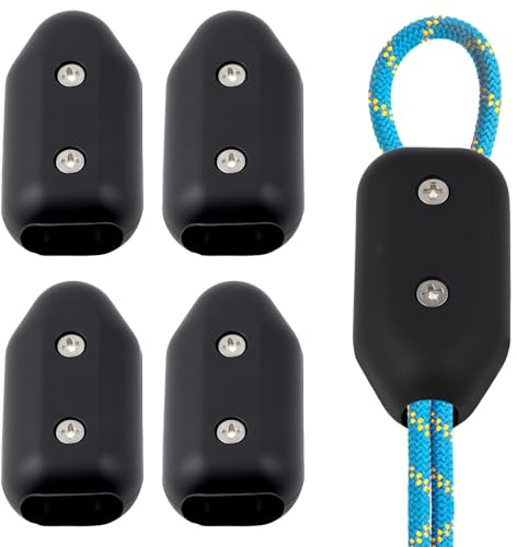 4 morsetti per corda da 3/8 pollici – Morsetti riutilizzabili in plastica per corde intrecciate in nylon da 7 – 8 mm, chiusure ideali per corde da arrampicata
