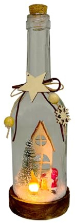 Cello Gleneagles FireGlow Flame Holiday USB Glass Bottle – Realistic Flickering Flame Light, Warm LED Glow, Elegant Bottle Lamp for Christmas, Bedroom or Home Décor