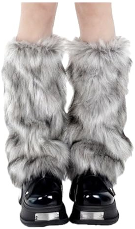 HuangJingYu Flauschige Fell Stulpen für Damen – Perfekte Fur Leg Warmers für Feste & Alltag – Kombinierbar mit Stiefeln & Alltagskleidung