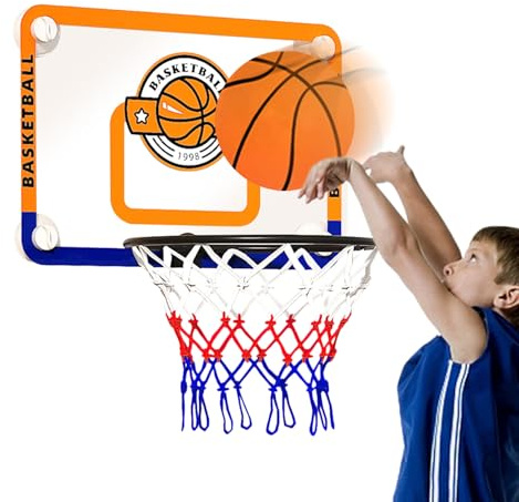 Panier de Basketball Destiné aux,sans Perçage Ventouse Sportifs avec Ballon | De Panier De Basketball pour Intérieur,pour Adolescents Adultes Maison Dortoir Bureau Chambre À Coucher Piè