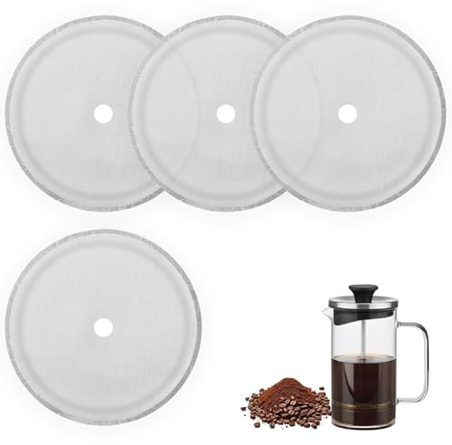 HOTUT 4 Pack 2.75in Cafetiere Mesh Coffee Press Filter Mesh, Stainless Steel Replacement Cafetiere Filter Mesh Screen, Coffee Filters for Cafetiere 12 oz/ 350 ml