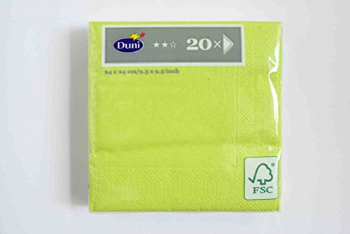 Duni Cocktail-Servietten 3lagig Tissue Uni kiwi, 24 x 24 cm,