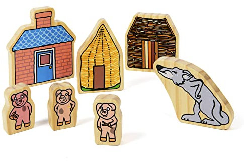 Yellow Door The Three Little Pigs Character Set | Storytelling | Traditional Tales | Story Book Play Characters | Early Educational Toy for kids age 2 3 4 5 | Wooden Toys | Literacy | Bookish Play