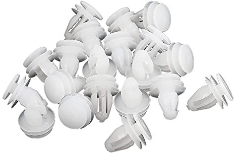 sourcing map 20 Pcs Rivet Plastique Retenue Porte Garniture Clips Fastener Blanc pour voiture