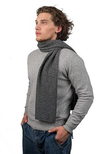 Dalle Piane Cashmere - Gestreifter Schal aus 100% Kaschmir - für Mann, Farbe: Schwarz, Einheitsgröße