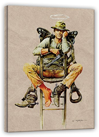 Terence Hill Bud Spencer Leinwand - Nobody auf Stuhl - Mein Name ist Nobody - Renato Casaro Edition (80 x 120 cm)
