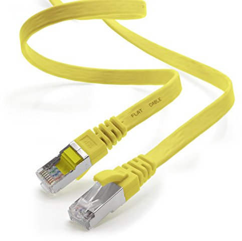 Cavo di rete piatto Cat.7 Gigabit Ethernet Lan (RJ45), 10Gbit/s, compatibile con Cat.5 –Cat.5e – Cat.6 Giallo / 1 pz 10 m