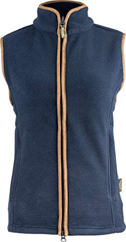 JACK PYKE Ladies Countryman 300g Thermal Fleece Gilet for Women, Lightweight Ladies Gilet and Bodywarmer with Faux Antiqued Leather Trim, Ideal for Outdoor Adventures - Navy XX-Large