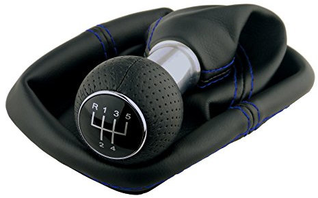 L & P Car Design L&P A252-10 Schaltsack Schaltmanschette Schwarz Naht Blau Schaltknauf 5 Gang 23mm kompatibel mit VW Golf 4 VI Rahmen Knauf Plug Play Ersatzteil für 1J0711113