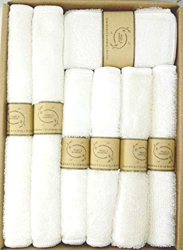 Un Set de 8 Lingettes en Mousseline de Bambou, 100% Naturelles et Anti-bactériennes Facile à nettoyer. Douces et soyeuses.