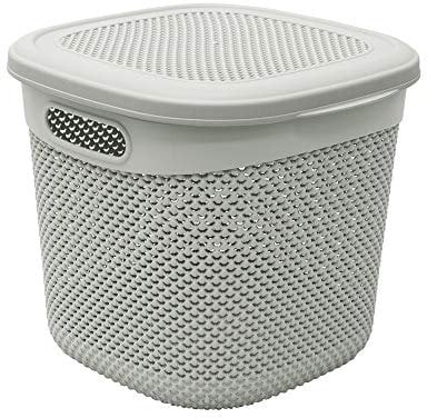 JVL Droplette Design Plastic Storage Basket, 15L, 28 x 32 x 31 cm Approx, Grey, One Size