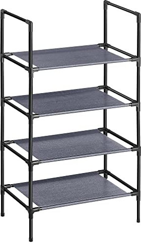 SONGMICS Scarpiera, 4 Ripiani, Scaffale Portascarpe, Organizzatore per Scarpe, 28 x 45 x 80 cm, Telaio in Metallo, Ripiani in Tessuto, Ingresso Corridoio Camera da Letto, Grigio LSR004G02