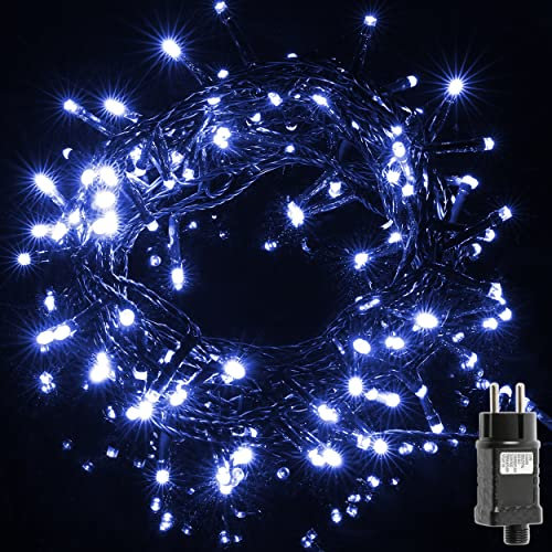 H HANSEL HOME Guirnalda Luces Led de Navidad Luces de Árbol de Navidad Uso Interior/Exterior IP44 Impermeable Cable Verde (Luz Azul, 140 Leds 7M)