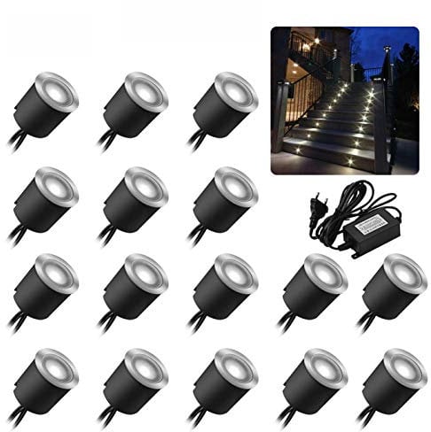 16er Set LED Einbaustrahler led Einbauleuchte Bodeneinbauleuchte Lampe, IP67 wasserdicht 0,6W Ø32mm innen aussen Terrasse Küche Garten Dekolicht 4000K, weiss, 12V