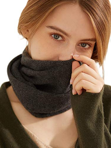 Prettystern Damen Kaschmir Loop Schal Strick-Schal Winter Cashmere Schlauch-Schal gestricktes Halstuch dunkel-grau Anthrazit