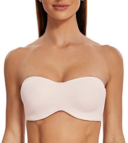 MELENECA Femme Minimiseur Soutien-Gorge sans Bretelles Bandeau Emboîtant Grande Taille Rose Clair 90C