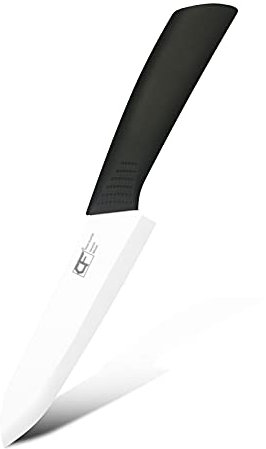 Euroxanty - Coltello con lama in ceramica di zirconio, lama extra affilata, resistente all'abrasione, manico ergonomico,taglio preciso, 27 cm, nero