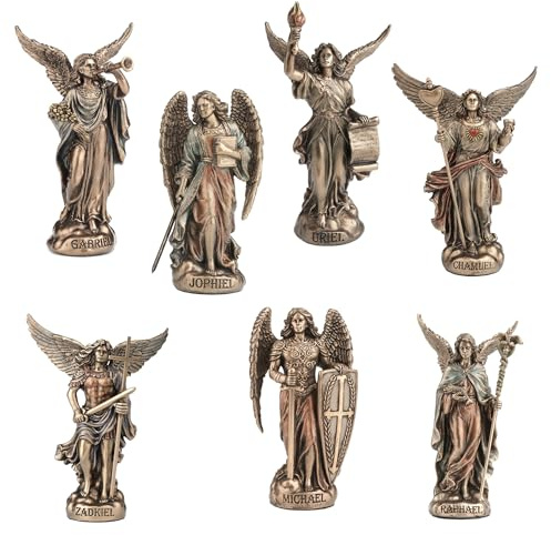Veronese Design 4 Die Sieben Erzengel-Set, Polystein, handbemalt, Bronze-Finish, Sammlerfigur, Heimdekoration