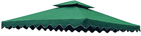 DockMoor 118x118 Gazebo Canopy Top Replacement 10x10 Canopy Cover 2 Tier (Green-Wave Edge)