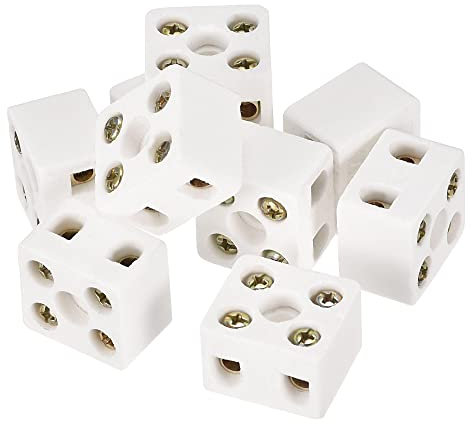 sourcing map Porcellana Morsettiera in ceramica 40pcs 2 Way 5 Foro 3mm Ad Alta Temperatura 2W5H per Connettore Filo