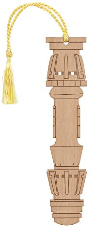 Star Wars Rey Skywalker Lichtschwert Lesezeichen – Lasergravur – Made in The USA – Lesezeichen aus Holz mit gelber Quaste