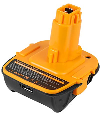 DCA1820 Battery Adapter for Dewalt 18V/20V, ASUNCELL Battery Converter for Dewalt Lithium Battery to NiCad NiMh Battery with USB Output Compatible with DCB204 DCB205 DCB206 DCB606 etc.