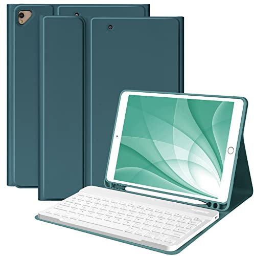 Keyboard Case for ipad 10.2 9th/8th/7th Gen,Wireless Magnetic Detachable Keyboard for iPad 9th/8th/7th, for iPad Air 3rd Gen/Pro 10.5 inch Flip Stand Case with Built-in Pencil Holder(Dark Green)