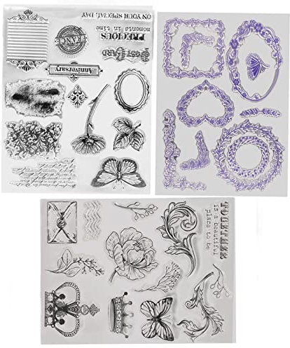 3 Bögen Transparente Stempel aus Silikon, Dekorative Silikonstempel Zum Basteln für Thanksgiving, Weihnachten, Feiertagskarten und DIY-Scrapbooking-Journaling