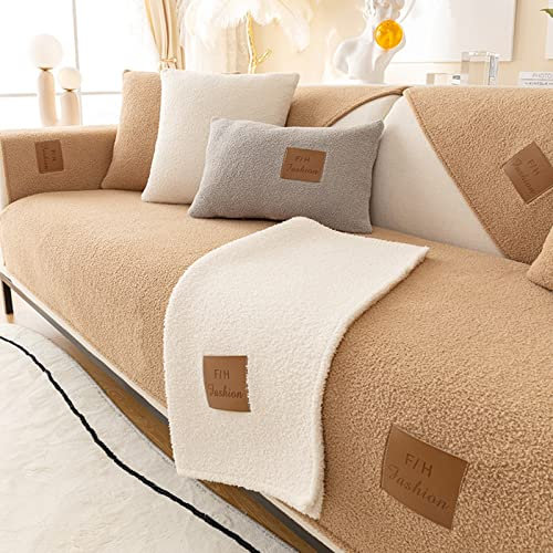WJMSDK Samt Sofabezug, Sofa Überzug Ecksofa Samt 1 2 3 4 Sitzer, L Form Sofaüberwurf, Sofa Überzug Ecksofa Pets Dog Couch Überzug Couch Überzug Sofa Überwurf,Braun,110 * 110cm