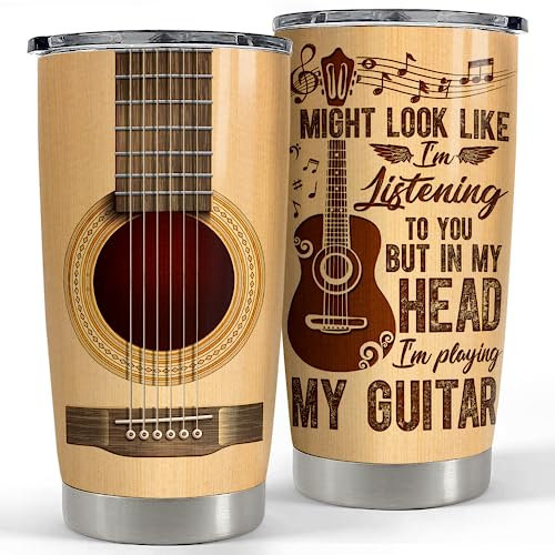 SANDJEST Guitar Tumbler Cup 20oz Guitarist Stainless Steel Insulated Tumblers Guitars Coffee Travel Mug Gift for Musician Players Guitar Lovers Gifts for Birthday Christmas