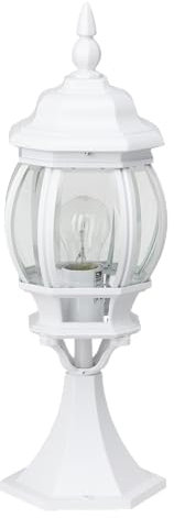 Lightbox regengeschützte Pollerleuchte - Sockelleuchte für Außen - 1 x E27 max. 40W - für den Garten - aus Aluminium-Druckguss/Glas - in Weiß - Höhe: 50 cm