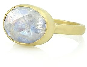 18k Gold Regenbogen Mondstein Ring - Lünette Einstellung Oval Gold Mondstein Ring - Halbedelstein Ring - 14k Solid Gold Juni Birthstone Ring - perfektes Geschenk für Frauen
