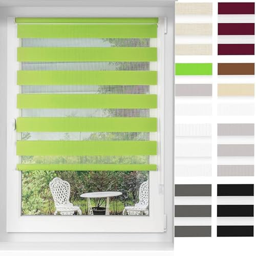 Dachfenster Rollo Verdunkelungsrollo, 90 x 250 cm Adjustable and Lightweight, Thermorollo Fensterrollo Seitenzugrollo inkl. Montagematerial, für Fenster & Tür, Grün