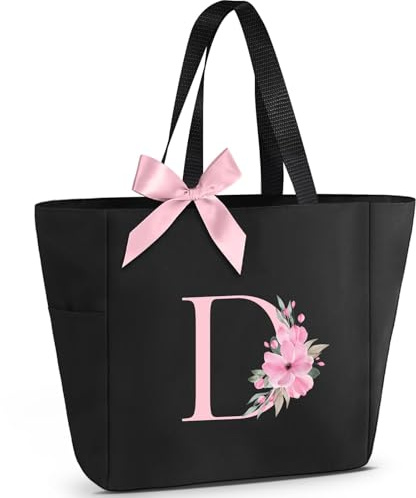 Vavabox Handtasche Damen A-Z mit Buchstabe - Geschenke für Frauen | Personalisierte Schultertasche mit Reissverschluss für Arbeit Uni Schule, Geburtstagsgeschenk für Freundin Braut Mädchen