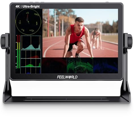 FEELWORLD LUT11H Camera Field Monitor 10,1 pollici touch 2000 nit ultra luminoso per reflex digitali con forma d'onda LUT F970 Kit di installazione e alimentazione Uscita ingresso HDMI