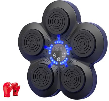 Musik Boxmaschine, Musik Boxen Maschine, Elektronische Musik Boxmaschine, Boxmaschine Wandmontiert, Bluetooth Smart Boxing Machine für Heimübungen Stressabbau (Boxmaschine+Erwachsenehandschuhe)