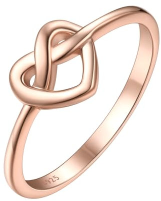 ChicSilver Sterling Silver Rings Rose Gold Plated Infinity Heart Knot Finger Rings Minimalistic Wedding Engagement Rings for Women