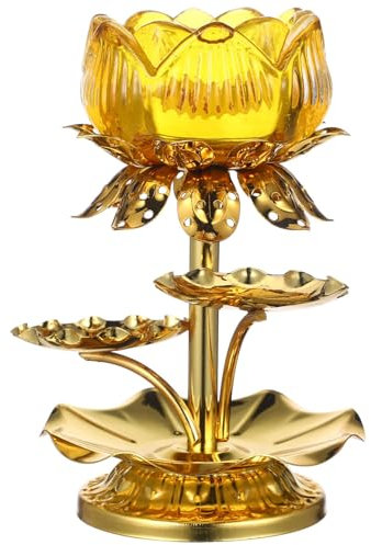 Alipis Lotus-Butter-Lampenfassungen -Yoga-Kerzenhalter Antiker -Kerzenhalter Tibetische Messing-Öllampenfassungen Für Buddhistische Altar-Tempel-Ornamente